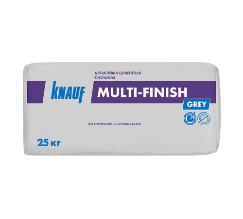 KNAUF MULTI-FINISH / КНАУФ МУЛЬТИ ФИНИШ шпаклевка цементная фасадная для наружных и внутренних работ серый (25кг) (48) KNAUF MULTI-FINISH / КНАУФ МУЛЬТИ ФИНИШ шпаклевка цементная фасадная для наружных и внутренних работ серый (25кг) (48)
