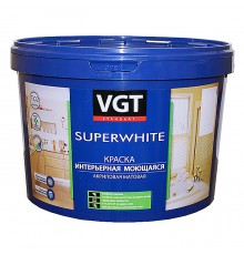 VGT SUPERWHITE / ВГТ СУПЕРВАЙТ ВД-АК-1180 краска интерьерная, моющаяся, акриловая, матовая, база А (2,5кг)