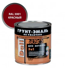DALI / ДАЛИ грунт-эмаль по ржавчине 3 в 1 гладкая алкидная RAL 3001 красный 0,75 л