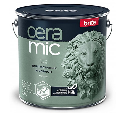 BRITE CERAMIC / БРАЙТ КЕРАМИК краска для гостиных и спален, матовая, база А (2,7л) BRITE CERAMIC / БРАЙТ КЕРАМИК краска для гостиных и спален, матовая, база А (2,7л)