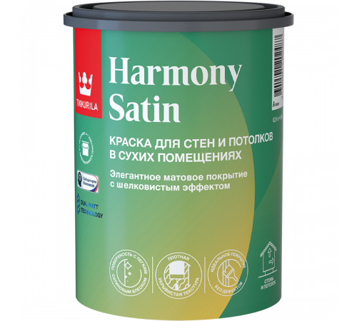 TIKKURILA HARMONY SATIN (JOKER) краска для стен и потолков акриловая, 1 класс, мат, база А (0,9л)