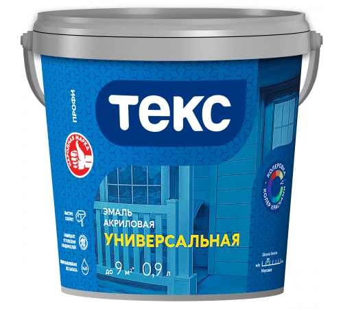 ТЕКС ПРОФИ АКРИЛОВАЯ УНИВЕРСАЛЬНАЯ эмаль водоразбавляемая, матовая, белая (0,9л) ТЕКС ПРОФИ АКРИЛОВАЯ УНИВЕРСАЛЬНАЯ эмаль водоразбавляемая, матовая, белая (0,9л)