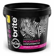 BRITE PROFESSIONAL ONE COAT / БРАЙТ ПРОФЕССИОНАЛ ОНЕ КОАТ краска интерьерная моющаяся высокоукрывистая, база А (0,9л)