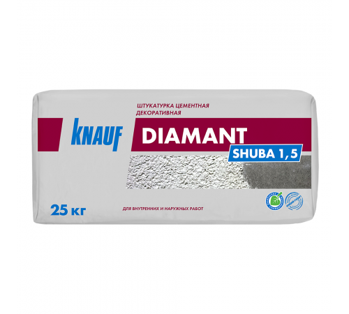 KNAUF DIAMANT SHUBA 1,5 / КНАУФ ДИАМАНТ ШУБА 1,5 штукатурка цементная декоративная для наружных и внутренних работ белый (25кг) KNAUF DIAMANT SHUBA 1,5 / КНАУФ ДИАМАНТ ШУБА 1,5 штукатурка цементная декоративная для наружных и внутренних работ белый (25кг)