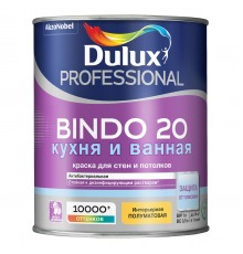 DULUX BINDO 20 КУХНЯ И ВАННАЯ / ДЮЛАКС БИНДО 20 КУХНЯ И ВАННАЯ краска для стен и потолков полуматовая база BW 1л