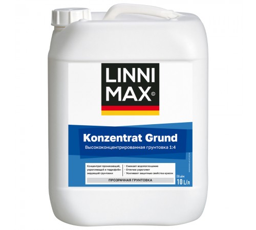 LINNIMAX KONZENTRAT GRUND / ЛИННИМАКС КОНЦЕНТРАТ ГРУНТ концентрат грунтовки глубокого проникновения 1:4 для наружных и внутренних работ (10л) LINNIMAX KONZENTRAT GRUND / ЛИННИМАКС КОНЦЕНТРАТ ГРУНТ концентрат грунтовки глубокого проникновения 1:4 для наружных и внутренних работ (10л)