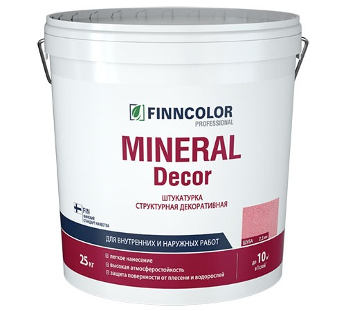 FINNCOLOR MINERAL DECOR / ФИННКОЛОР МИНЕРАЛ ДЕКОР штукатурка декоративная, структурная, шуба фракция 2,5 мм (25кг) FINNCOLOR MINERAL DECOR / ФИННКОЛОР МИНЕРАЛ ДЕКОР штукатурка декоративная, структурная, шуба фракция 2,5 мм (25кг)