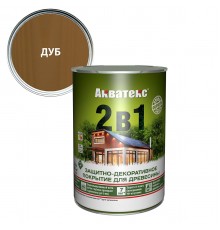 АКВАТЕКС 2 в 1 защит.-декор. покрытие для дерева, алкидное, полумат, лессирующее, дуб (0,8л)