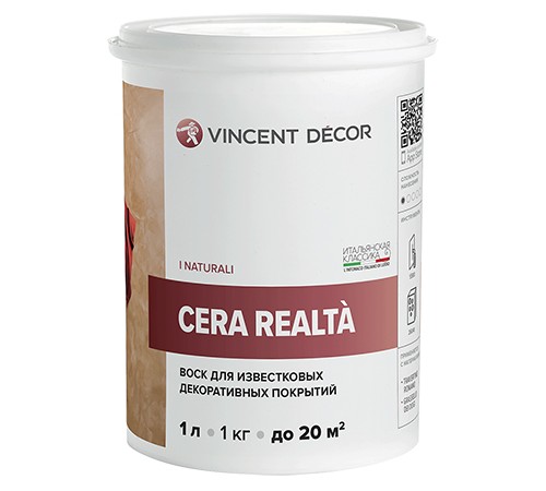 VINCENT DECOR CERA REALTA защитный воск для венецианской штукатурки (1л) VINCENT DECOR CERA REALTA защитный воск для венецианской штукатурки (1л)