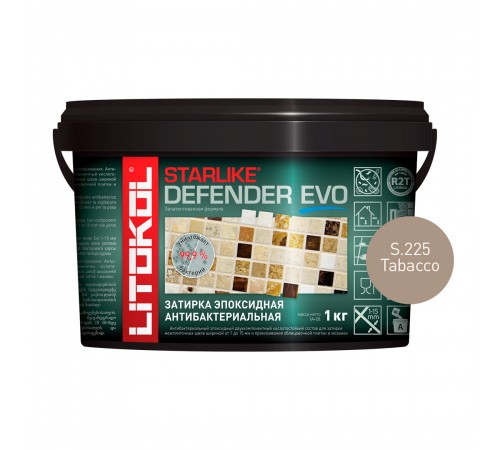 LITOKOL STARLIKE DEFENDER EVO / ЛИТОКОЛ СТАРЛАЙК ДЕФЕНДЕР ЭВО затирка двухкомпонентная, эпоксидная, S.225 tabacco, 1кг