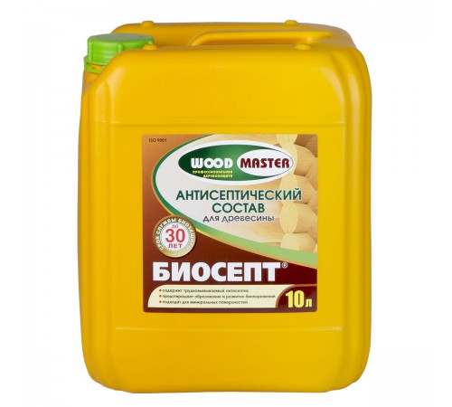 WOODMASTER / ВУДМАСТЕР БИОСЕПТ состав антисептический для древесины, бесцветный (10л) WOODMASTER / ВУДМАСТЕР БИОСЕПТ состав антисептический для древесины, бесцветный (10л)