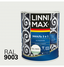 LINNIMAX / ЛИННИМАКС эмаль алкидно-уретановая по ржавчине 3 в 1 для наружных и внутренних работ белый RAL 9003 (0,75л)