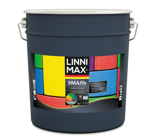 LINNIMAX / ЛИННИМАКС эмаль алкидная универсальная для наружных и внутренних работ шелковисто-матовая база 1 (9л)