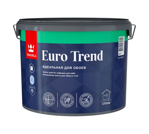 TIKKURILA EURO TREND краска интерьерная для обоев и стен,баз А (9л)