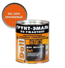 DALI / ДАЛИ грунт-эмаль по ржавчине 3 в 1 гладкая алкидная RAL 2004 оранжевый 2 л