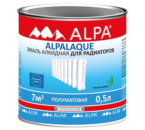 ALPA АЛЬПАЛАК эмаль для радиаторов, белая, п мат (2,5л) ALPA АЛЬПАЛАК эмаль для радиаторов, белая, п мат (2,5л)