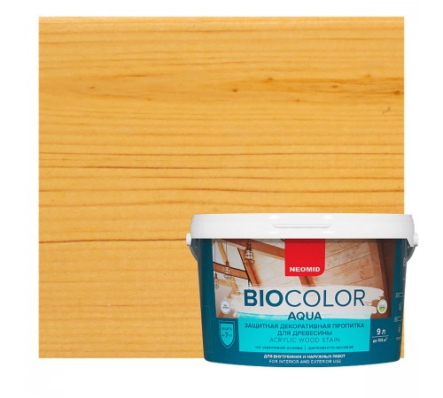 NEOMID BIO COLOR AQUA / НЕОМИД БИО КОЛОР АКВА защитная декоративная пропитка на акриловой основе, золотая сосна (9л)