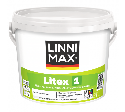 LINNIMAX LITEX 1 / ЛИННИМАКС ЛИТЕКС 1 краска для стен и потолков латексная водно-дисперсионная для внутренних работ глубокоматовая база 3 (2,35л) LINNIMAX LITEX 1 / ЛИННИМАКС ЛИТЕКС 1 краска для стен и потолков латексная водно-дисперсионная для внутренних работ глубокоматовая база 3 (2,35л)