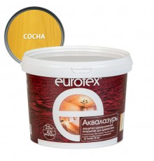 EUROTEX / ЕВРОТЕКС АКВАЛАЗУРЬ лак защит.-декор. для дерева, акриловый, лессирующий, сосна (2,5л)