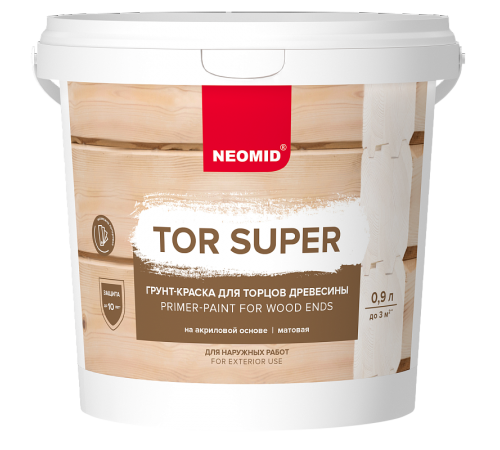 NEOMID TOR SUPER грунт-краска для окрашивания и защиты торцов древесины база C (0,9л) NEOMID TOR SUPER грунт-краска для окрашивания и защиты торцов древесины база C (0,9л)