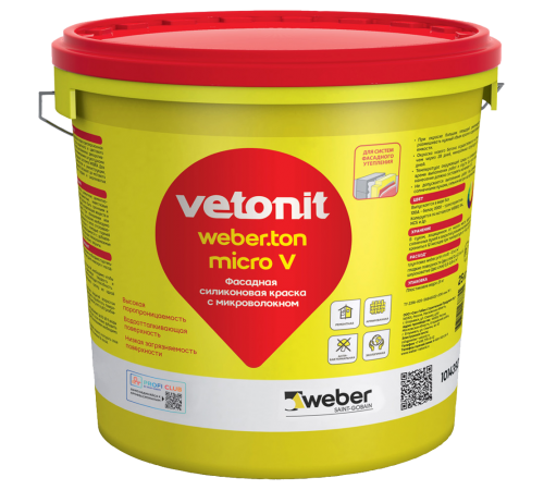 WEBER VETONIT TON MICRO V / ВЕБЕР ВЕТОНИТ ТОН МИКРО краска фасадная водно-дисперсионная силиконовая с микроволокном 0000 25 кг