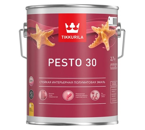 TIKKURILA EURO PESTO 30 эмаль алкидная для вн работ, п мат, баз А (2,7л)