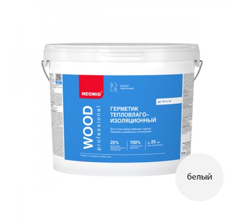 NEOMID PROFESSIONAL WOOD / НЕОМИД ПРОФЕССИОНАЛ герметик тепловлагоизоляционный межшовный белый (15кг) NEOMID PROFESSIONAL WOOD / НЕОМИД ПРОФЕССИОНАЛ герметик тепловлагоизоляционный межшовный белый (15кг)