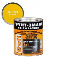 DALI / ДАЛИ грунт-эмаль по ржавчине 3 в 1 гладкая алкидная RAL 1021 желтый 2 л