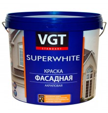 VGT SUPERWHITE / ВГТ СУПЕРВАЙТ ВД-АК-1180 краска фасадная, акриловая, под колеровку, матовая, база А (13кг)