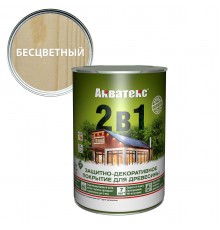 АКВАТЕКС 2 в 1 защит.-декор. покрытие для дерева, алкидное, полумат, лессирующее, бесцветный (0,8л)
