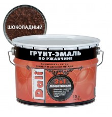 DALI / ДАЛИ грунт-эмаль по ржавчине 3 в 1 молотковая алкидная шоколадный 10 л