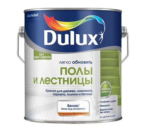 DULUX / ДЮЛАКС ЛЕГКО ОБНОВИТЬ ПОЛЫ И ЛЕСТНИЦЫ краска грунт для пола полуглянцевая база BW 2л
