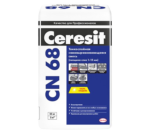 ЦЕРЕЗИТ CN 68 NIVELIR смесь самовыравн. тонкослойная, 1-15 мм (25кг) ЦЕРЕЗИТ CN 68 NIVELIR смесь самовыравн. тонкослойная, 1-15 мм (25кг)