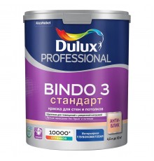 DULUX BINDO 3 СТАНДАРТ / ДЮЛАКС БИНДО 3 СТАНДАРТ краска для стен и потолков глубокоматовая база BW 4,5л