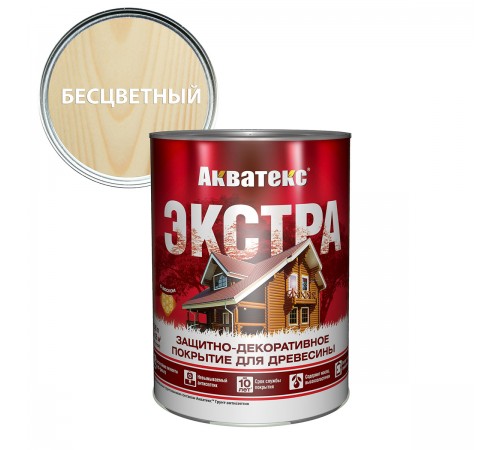 АКВАТЕКС-ЭКСТРА защит.-декор. покрытие для дерева, алкидное, полуглянц, бесцветный (0,8л) new