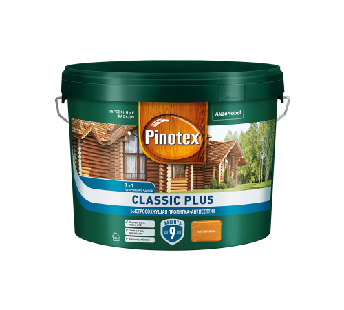 PINOTEX CLASSIC PLUS / ПИНОТЕКС КЛАССИК ПЛЮС пропитка-антисептик, быстросохнущая 3 в 1, лиственница 9л PINOTEX CLASSIC PLUS / ПИНОТЕКС КЛАССИК ПЛЮС пропитка-антисептик, быстросохнущая 3 в 1, лиственница 9л