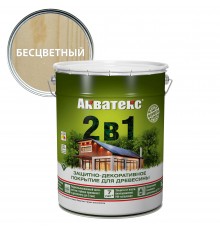 АКВАТЕКС 2 в 1 защит.-декор. покрытие для дерева, алкидное, полумат, лессирующее, бесцветный (18л)