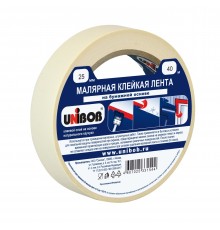 UNIBOB / УНИБОБ лента малярная клейкая, белый (25мм х 40м)