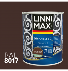 LINNIMAX / ЛИННИМАКС эмаль алкидно-уретановая по ржавчине 3 в 1 для наружных и внутренних работ шоколадный RAL 8017 (0,75л)