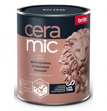 BRITE CERAMIC / БРАЙТ КЕРАМИК краска для кухонь и ванных комнат, шелковисто-матовая, база С (0,9л)