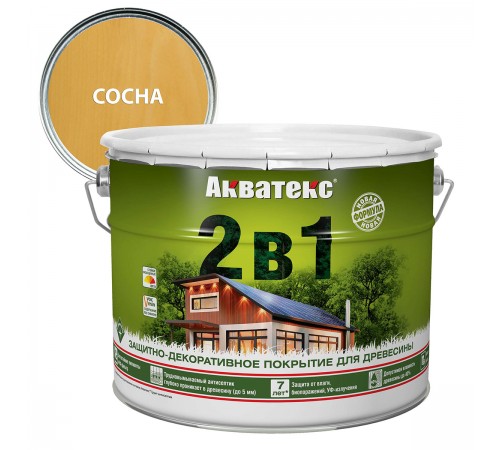 АКВАТЕКС 2 в 1 защит.-декор. покрытие для дерева, алкидное, полумат, лессирующее, сосна (9л) АКВАТЕКС 2 в 1 защит.-декор. покрытие для дерева, алкидное, полумат, лессирующее, сосна (9л)
