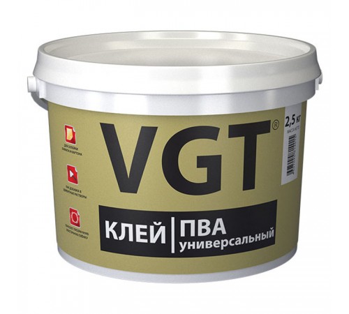 VGT / ВГТ клей ПВА универсальный для дерева, бумаги, картона (10кг) VGT / ВГТ клей ПВА универсальный для дерева, бумаги, картона (10кг)