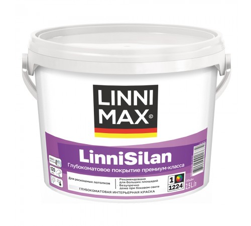 LINNIMAX LINNISILAN / ЛИННИМАКС ЛИННИСИЛАН краска водно-дисперсионная для внутренних работ база 1 (2,5л) LINNIMAX LINNISILAN / ЛИННИМАКС ЛИННИСИЛАН краска водно-дисперсионная для внутренних работ база 1 (2,5л)
