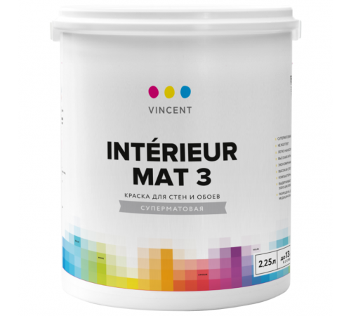 VINCENT I 3 краска акрилатная для внутренних работ, мат, баз А (2,25л)