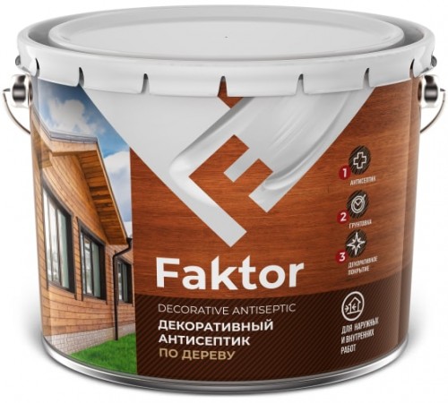 FAKTOR / ФАКТОР антисептик декоративный для защиты и тонирования древесины 3 в 1, орегон (7,6кг) FAKTOR / ФАКТОР антисептик декоративный для защиты и тонирования древесины 3 в 1, орегон (7,6кг)