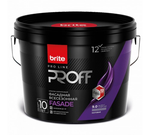 BRITE PROFESSIONAL / БРАЙТ ПРОФЕССИОНАЛ краска фасадная всесезонная матовая, база С (9л)