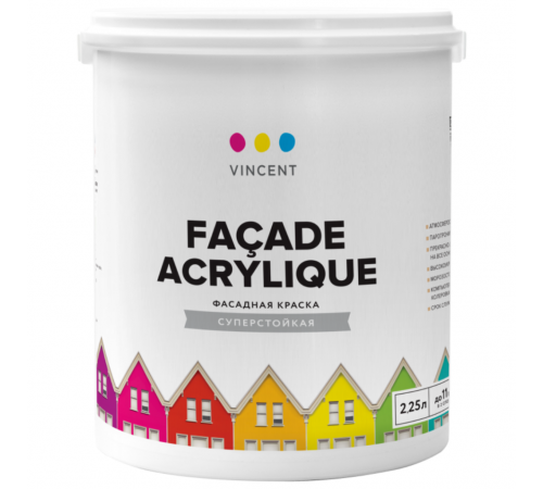 VINCENT F 2 краска акрилатная, для фасадов, мат, баз А (2,25л)