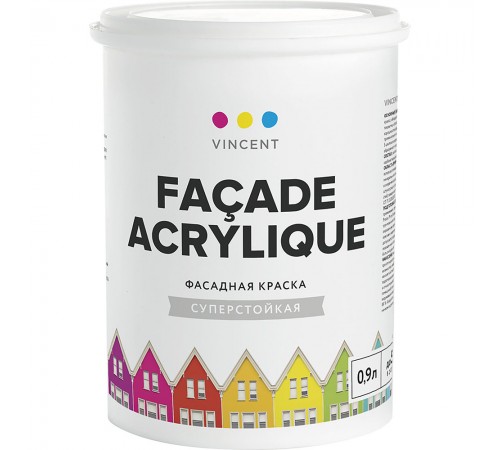 VINCENT FACADE ACRYLIQUE F-2 / ВИНСЕНТ ФАСАД АКРИЛИК Ф-2 краска акрилатная, фасадная, матовая, база С (0,9л) VINCENT FACADE ACRYLIQUE F-2 / ВИНСЕНТ ФАСАД АКРИЛИК Ф-2 краска акрилатная, фасадная, матовая, база С (0,9л)