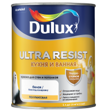 DULUX ULTRA RESIST КУХНЯ И ВАННАЯ / ДЮЛАКС УЛЬТРА РЕЗИСТ КУХНЯ И ВАННАЯ краска с защитой от плесени и грибка полуматовая база BC 0,9л