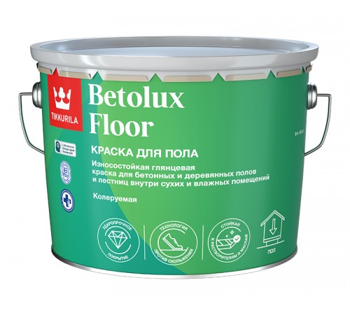 TIKKURILA BETOLUX FLOOR / ТИККУРИЛА БЕТОЛЮКС ФЛОР краска для пола алкидно-уретановая глянцевая база C 9л